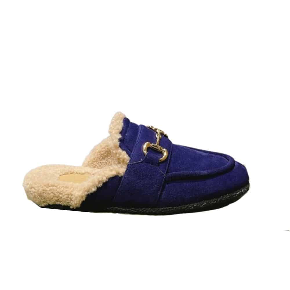 Gucci Women’S Mule With Horsebit Suede Leather Blue