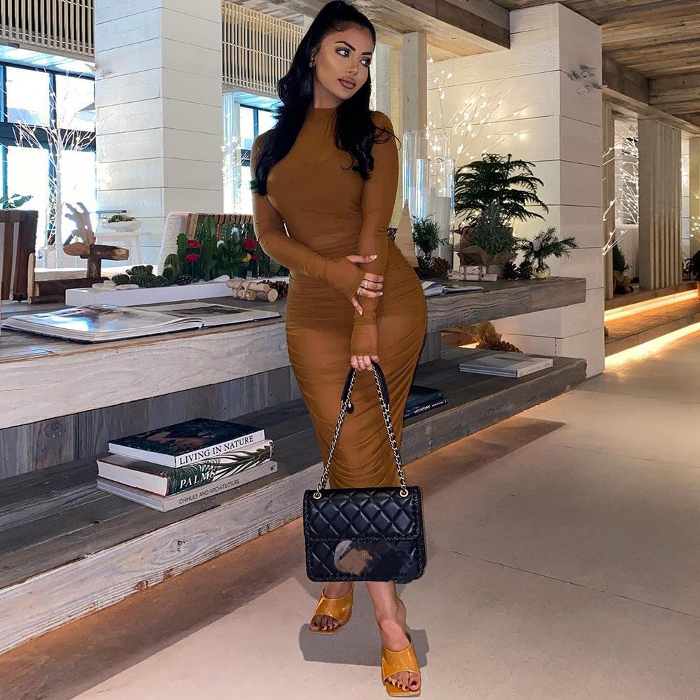 Sheer Long Sleeve Maxi DressClistos