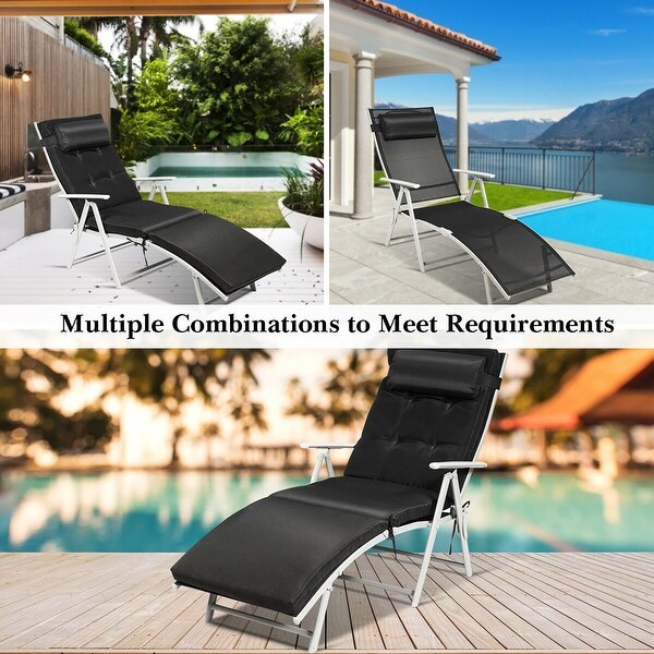 Costway 2PC Folding Chaise Lounge Chair with Cushion