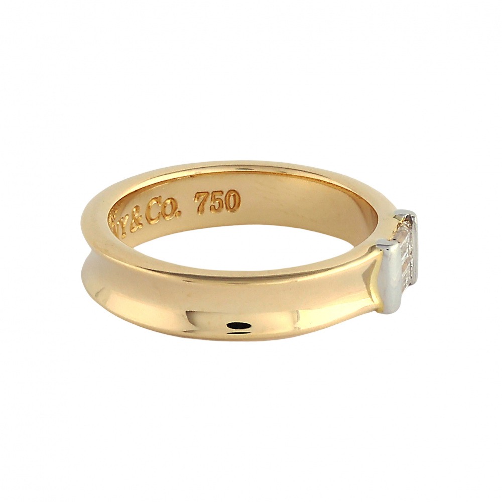 Tiffany & Co. Tiffany K18YG Yellow Gold K18WG White Gold Ring 18K White Gold & 18K Yellow Gold Diamond