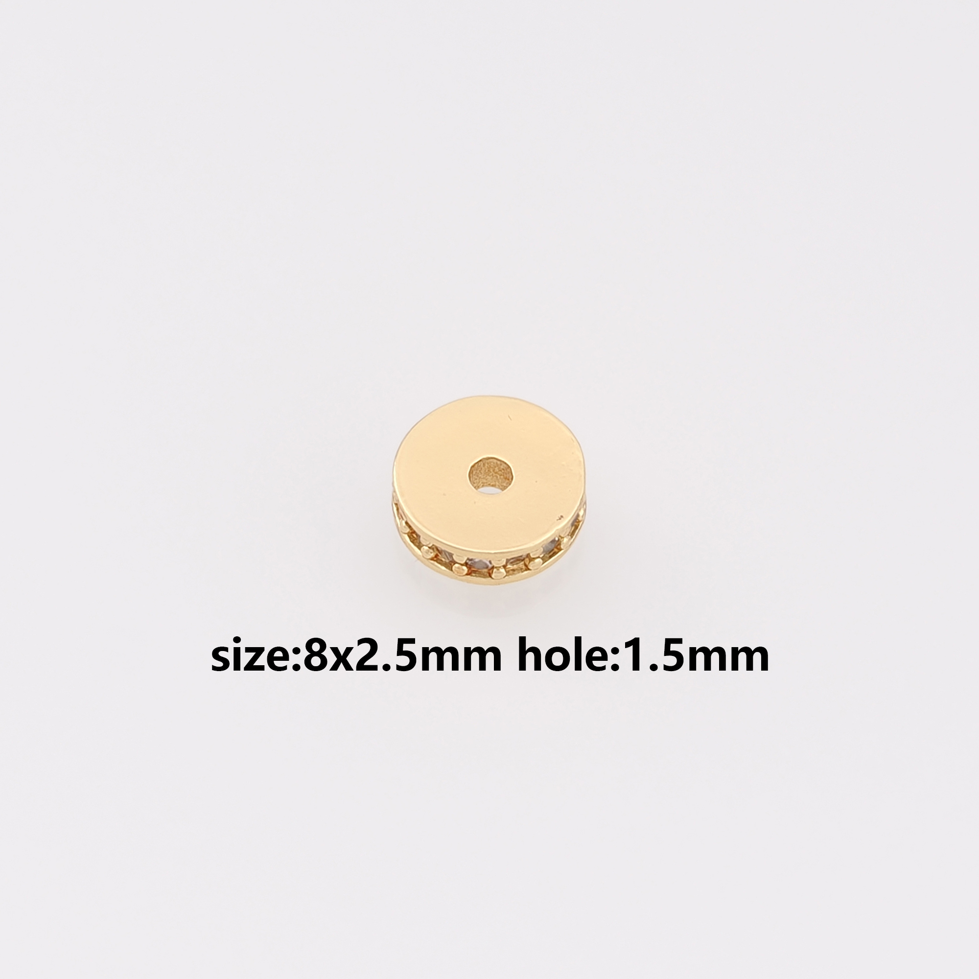 18K Gold Filled Round Flat Spacer Beads,CZ Round Spacer Beads,DIY Jewelry Making Supply