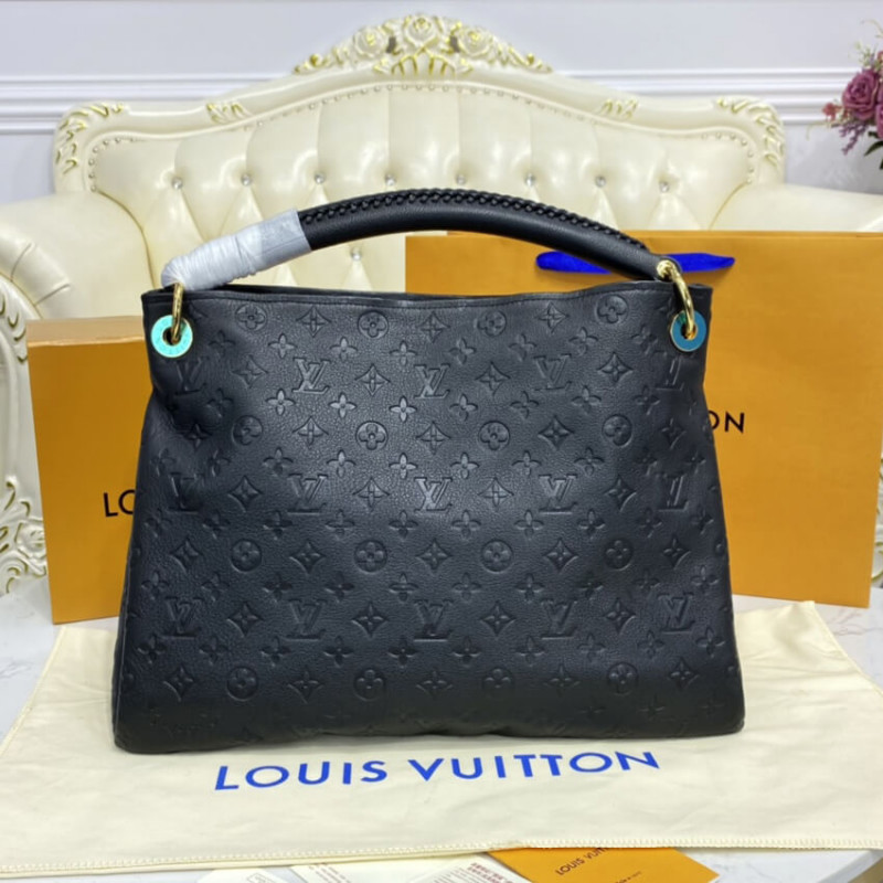 Louis Vuitton Melie Hobo MM 41cm/16.1in Monogram Empreinte Leather Black M57089 – Women