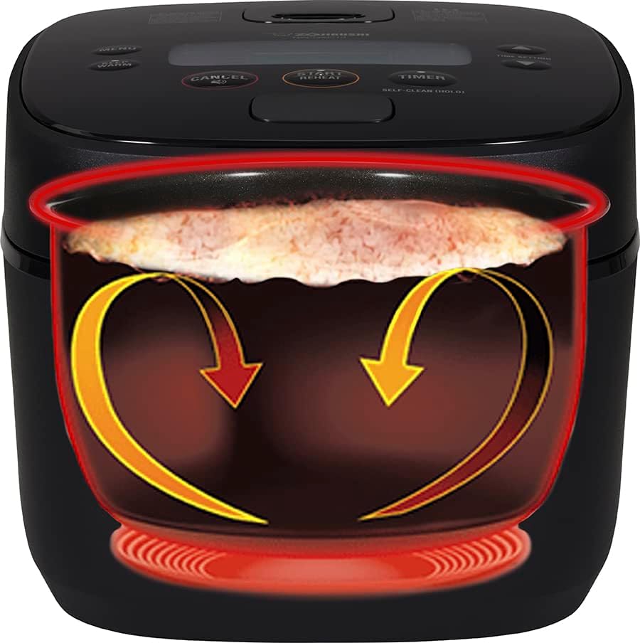 Induction Rice Cooker and Warmer, 5.5 Cup Capacity, Black, 9.25 x 12.25 x 7.88