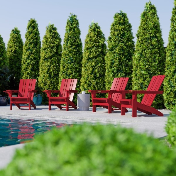 Set of 4 Commercial AllWeather Adirondack Chairs with Cupholders
