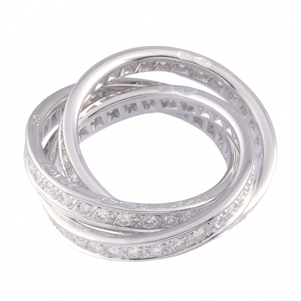 Cartier Trinity Full Diamond Ring 18K White Gold