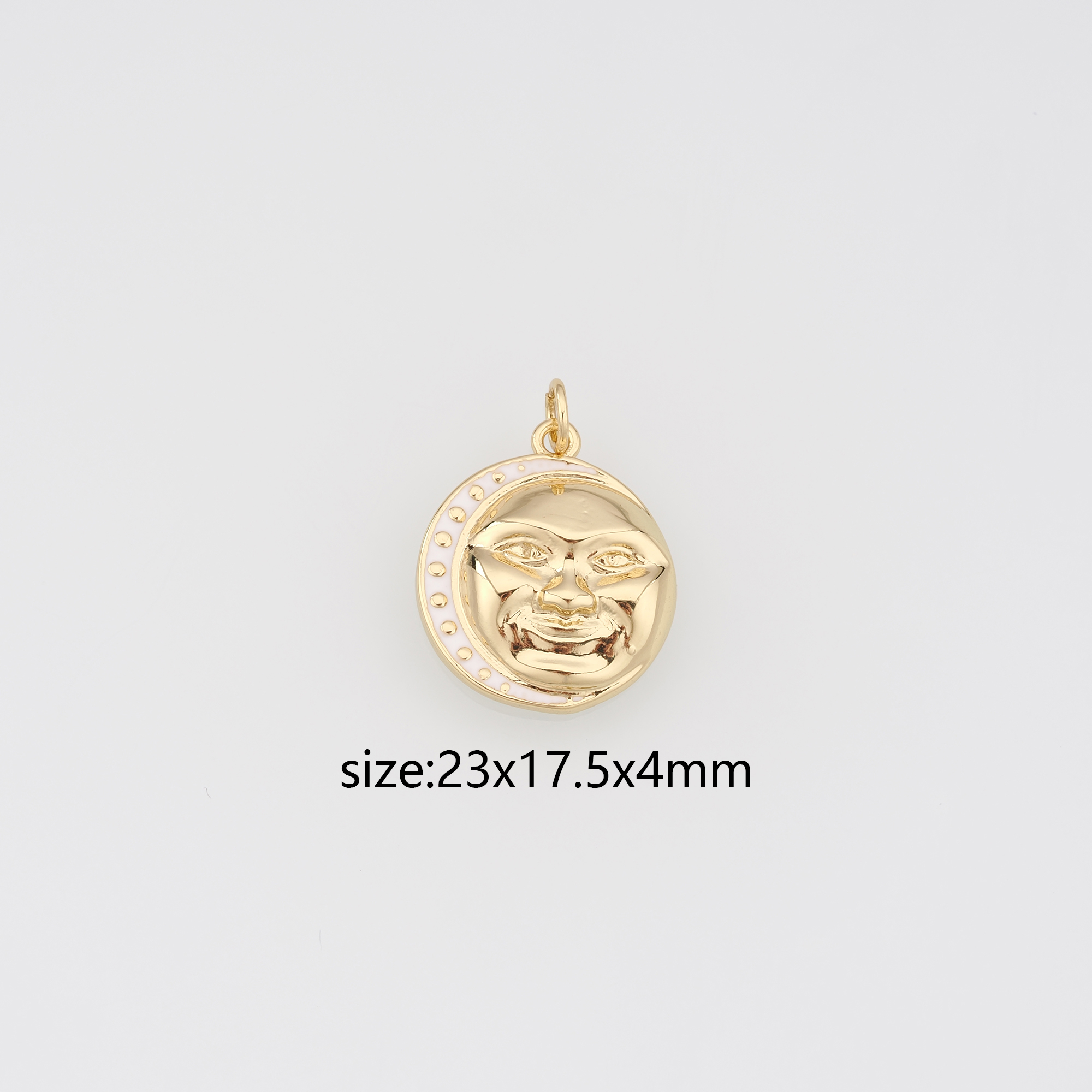 18K Gold Filled Moon Face Pendant,Celestial Charm,Enamel Moon Earrings Necklace for DIY Jewelry Making Supply