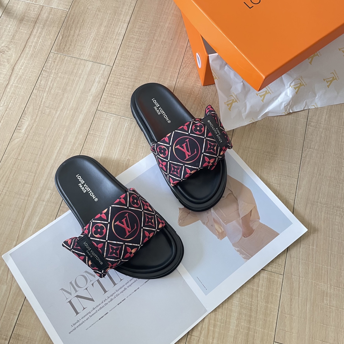 LV printed Velcro slippers - cnluxepick