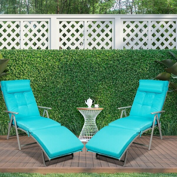 Costway 2PC Folding Chaise Lounge Chair with Cushion