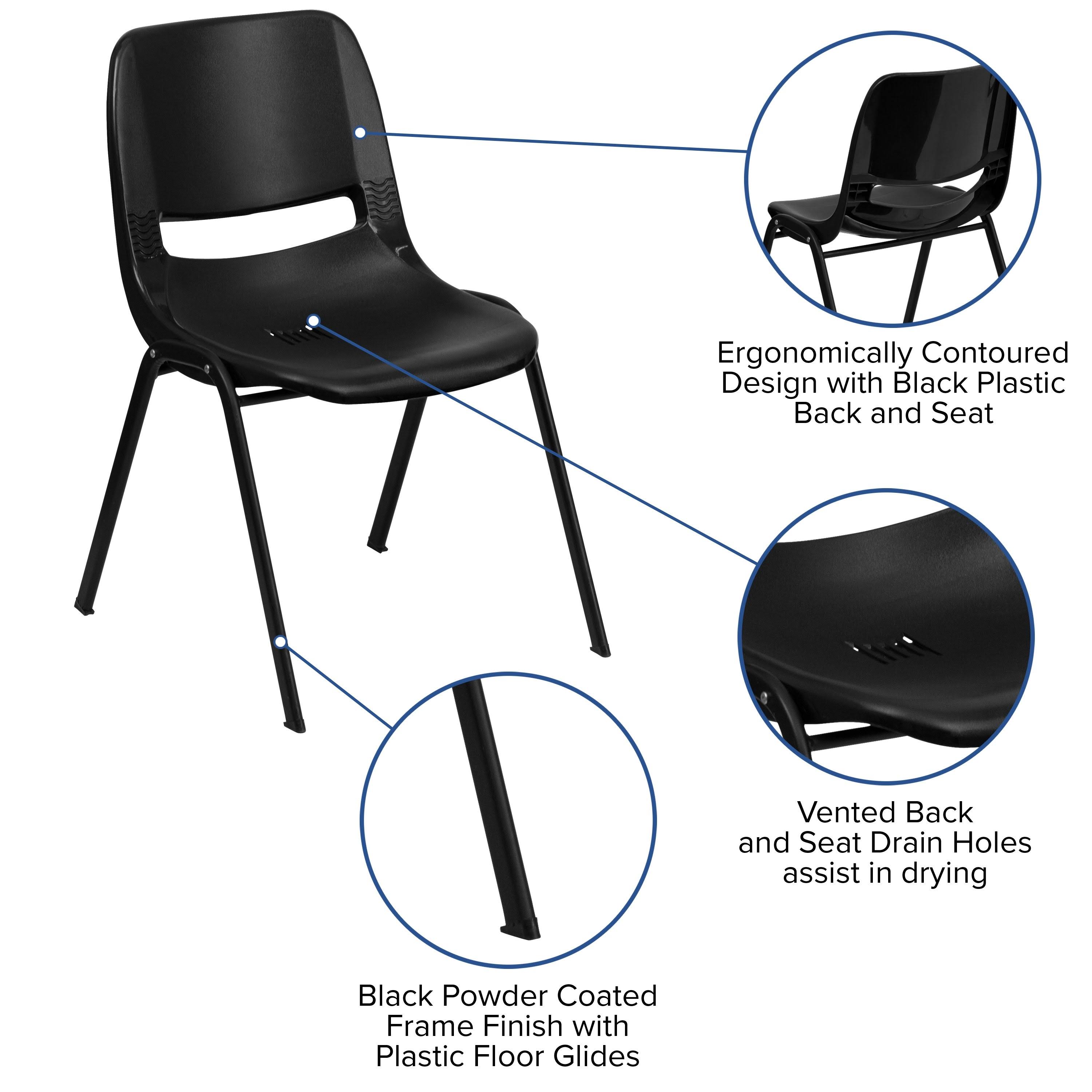 Lancaster Home Plastic Black Stacking Chair Black