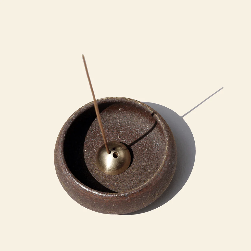Wabi-Sabi Bowl with Brass Dome Incense Holder