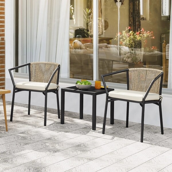 Moasis 3 Piece Wicker Patio Bistro Set,Outdoor Conversation Cushioned Chair and Table Set