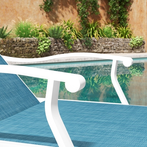 Pellebant 2PCS Patio Aluminum Adjustable Chaise Lounge Chair