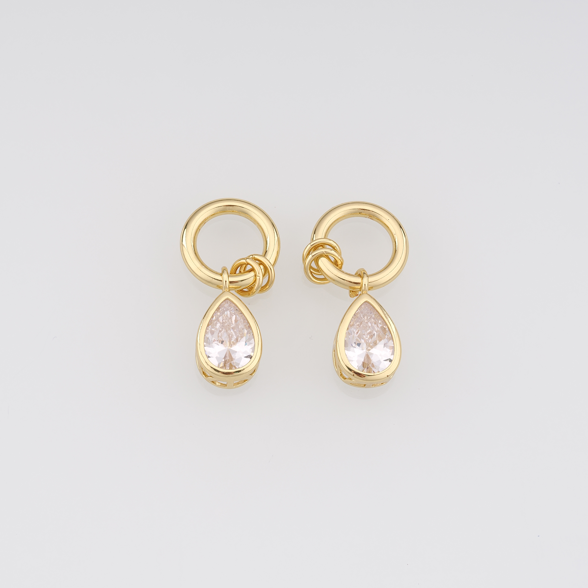 18K Gold Filled Teardrop Pendant,Crystal Teardrop Charm Earrings Necklace for DIY Jewelry Making Supply