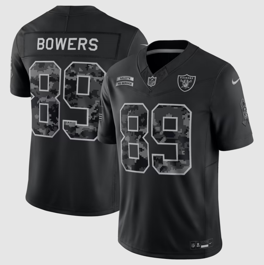 Men's Las Vegas Raiders Brock Bowers #89 Black 2026 Salute to Service Stitched Limited Jersey