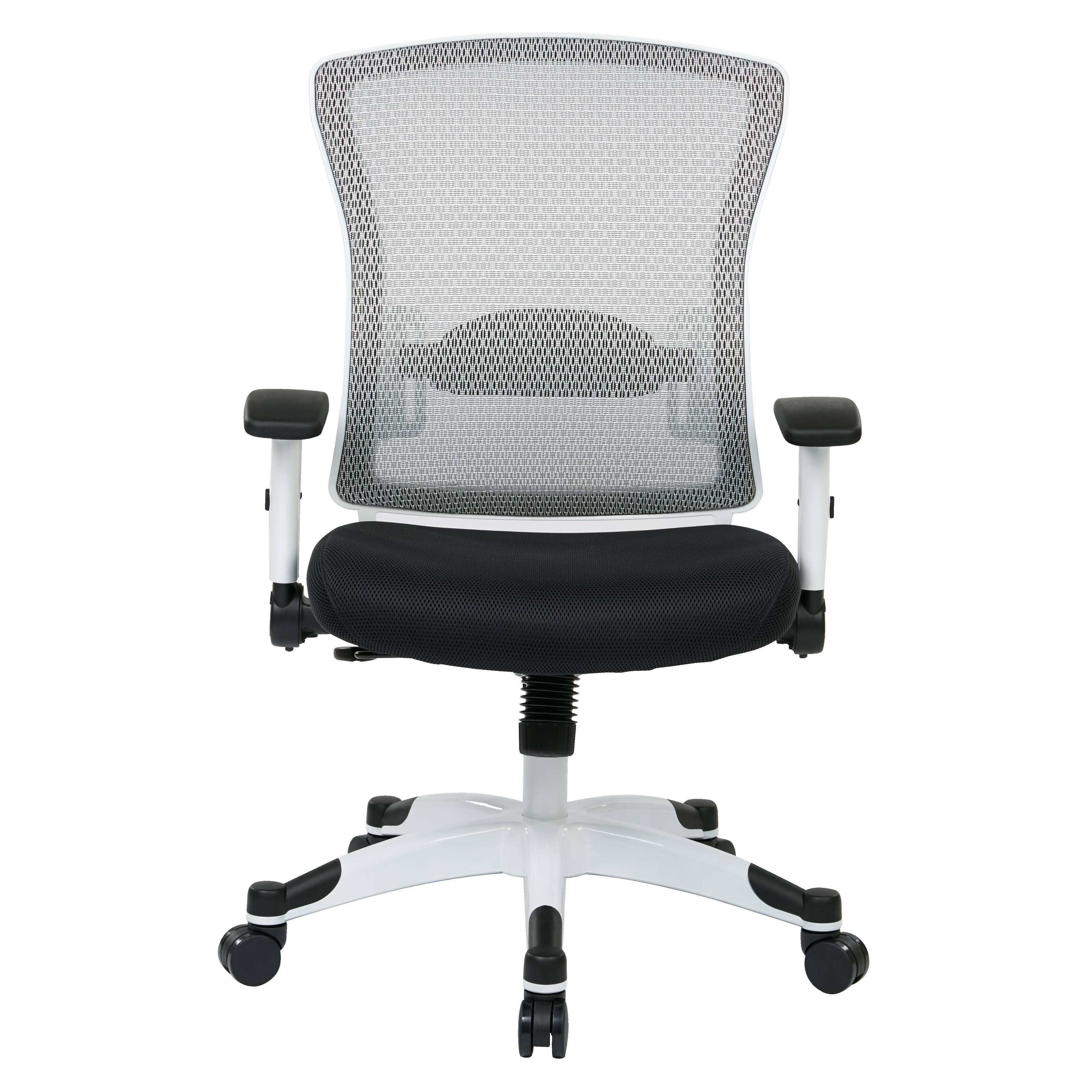 Space Seating White Frame Managers Chair with Breathable Mesh Back-Fabric: Jade