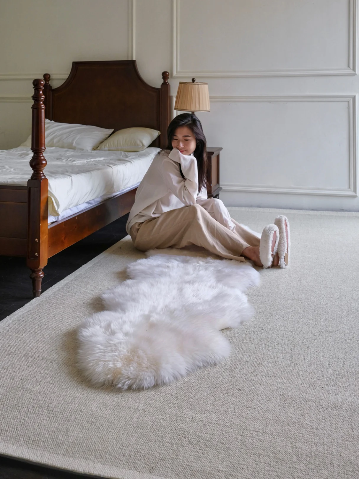 CP052 - Premium Genuine Sheepskin Rug -100% Real Mongolia Sheep