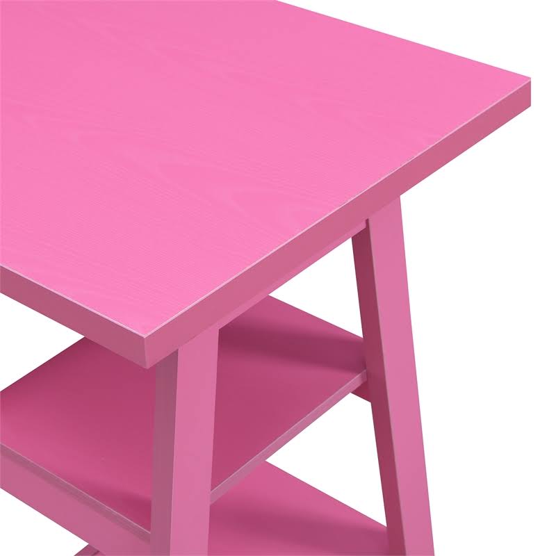 Convenience Concepts Designs2Go Double Trestle Desk, Pink