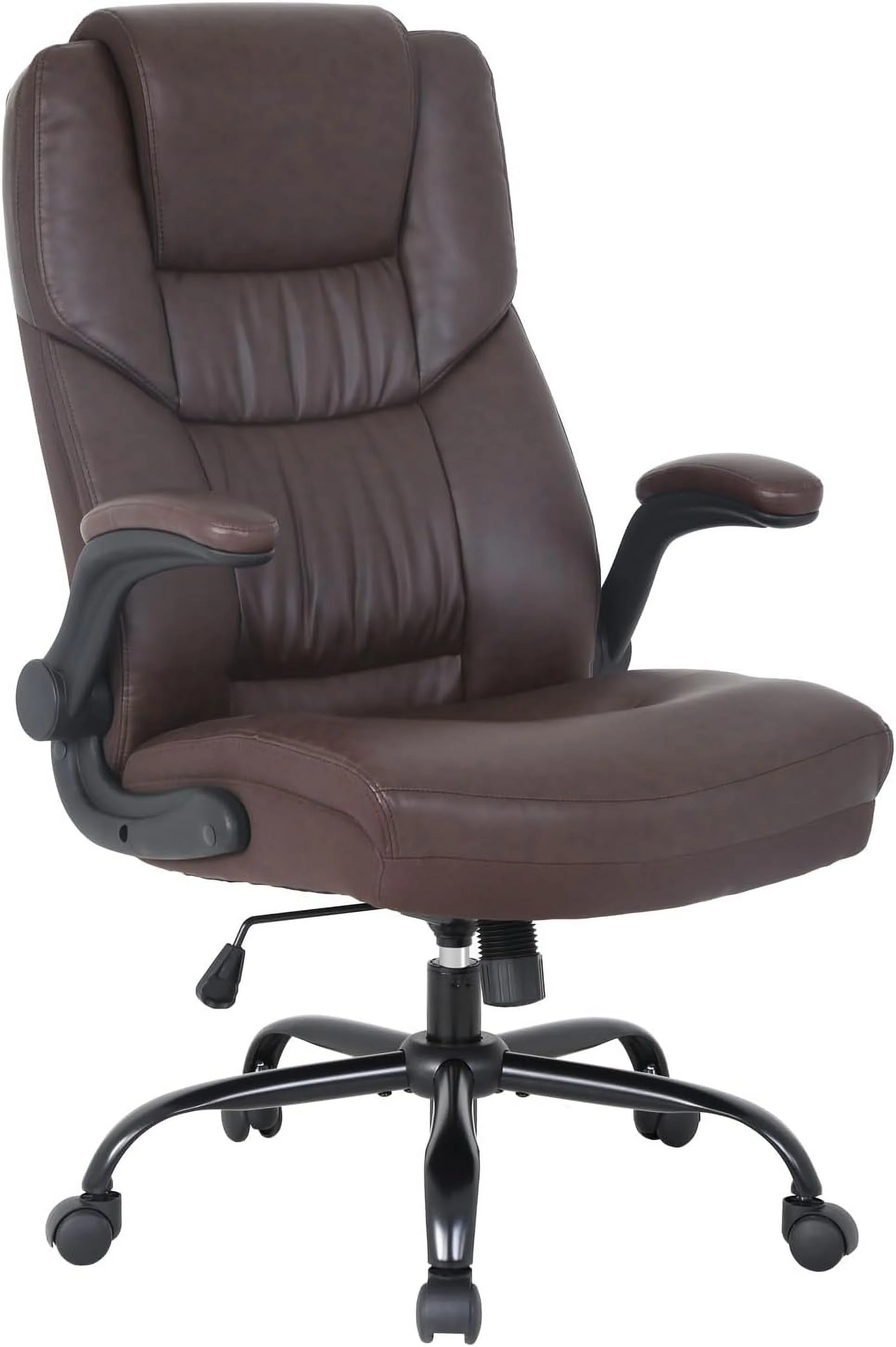 RUNFAYBIU Ergonomic Office Chair PU Leather Executive Chair Adjustable Height High Back Lumbar Support and Armrest Rolling Swivel Adjustable for Computer Desk Chair Brown