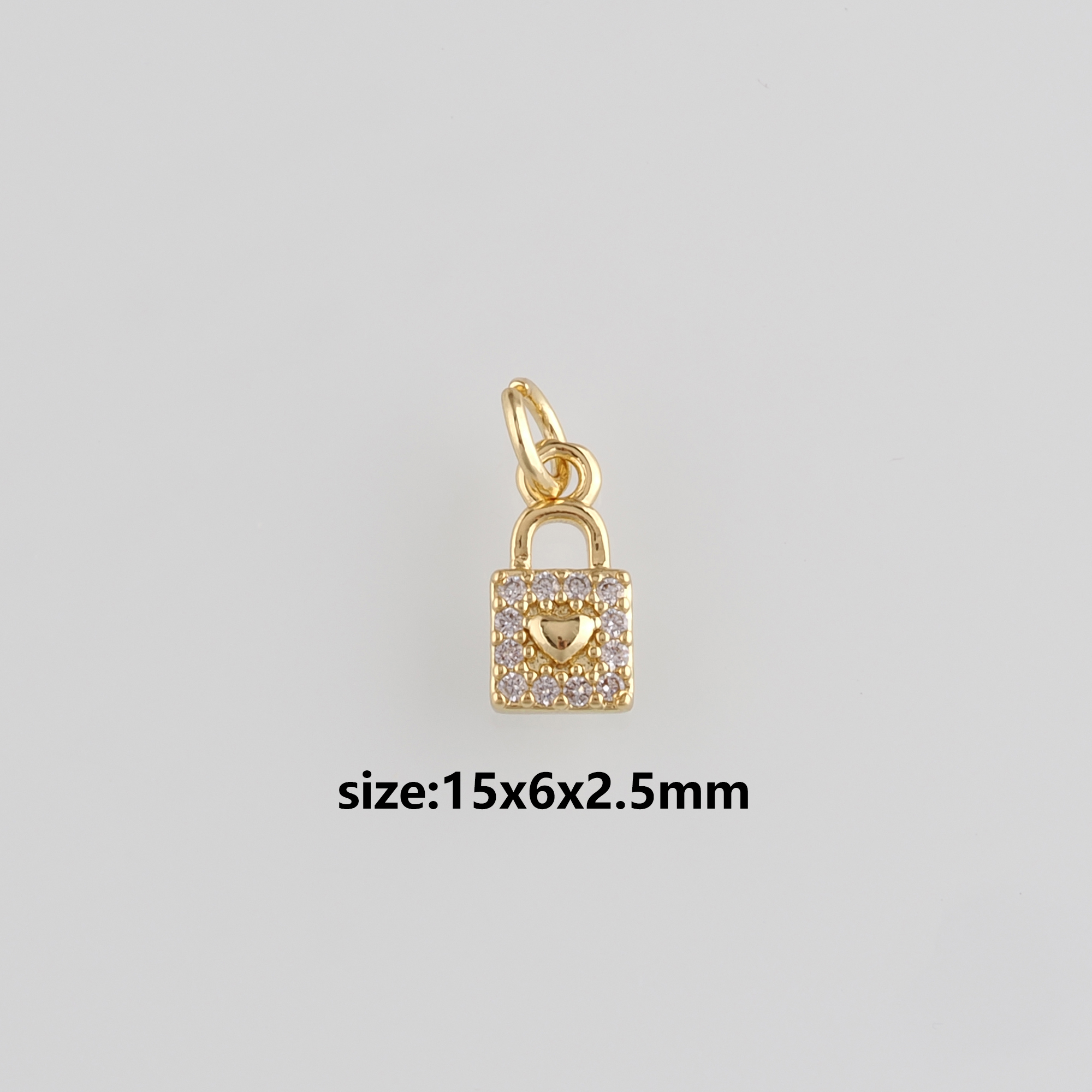 18K Gold Filled Lock Pendant,CZ Micro Pave Lock Charm Earrings Necklace for DIY Jewelry Making Supply