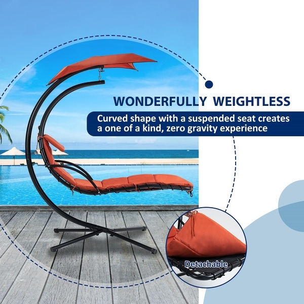 Hanging Chaise Lounger with Removable Canopy