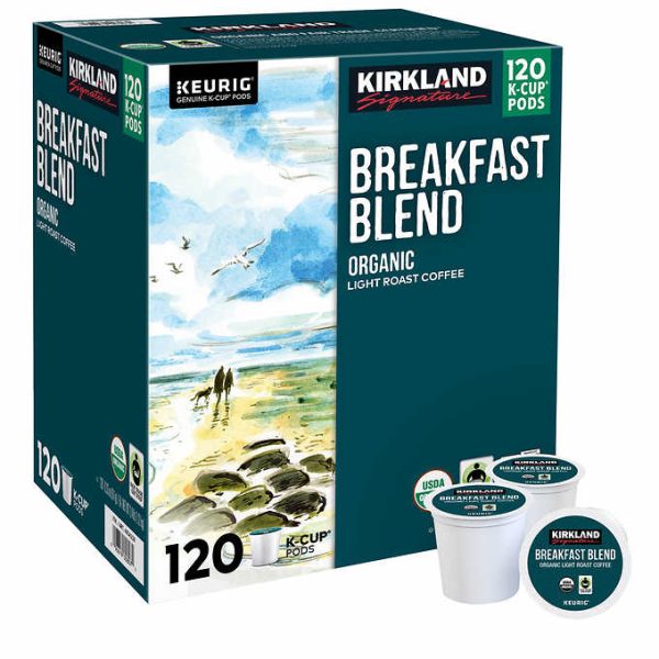 Kirkland Signature Coffee Organic Breakfast Blend K-Cup Pod, 120-count