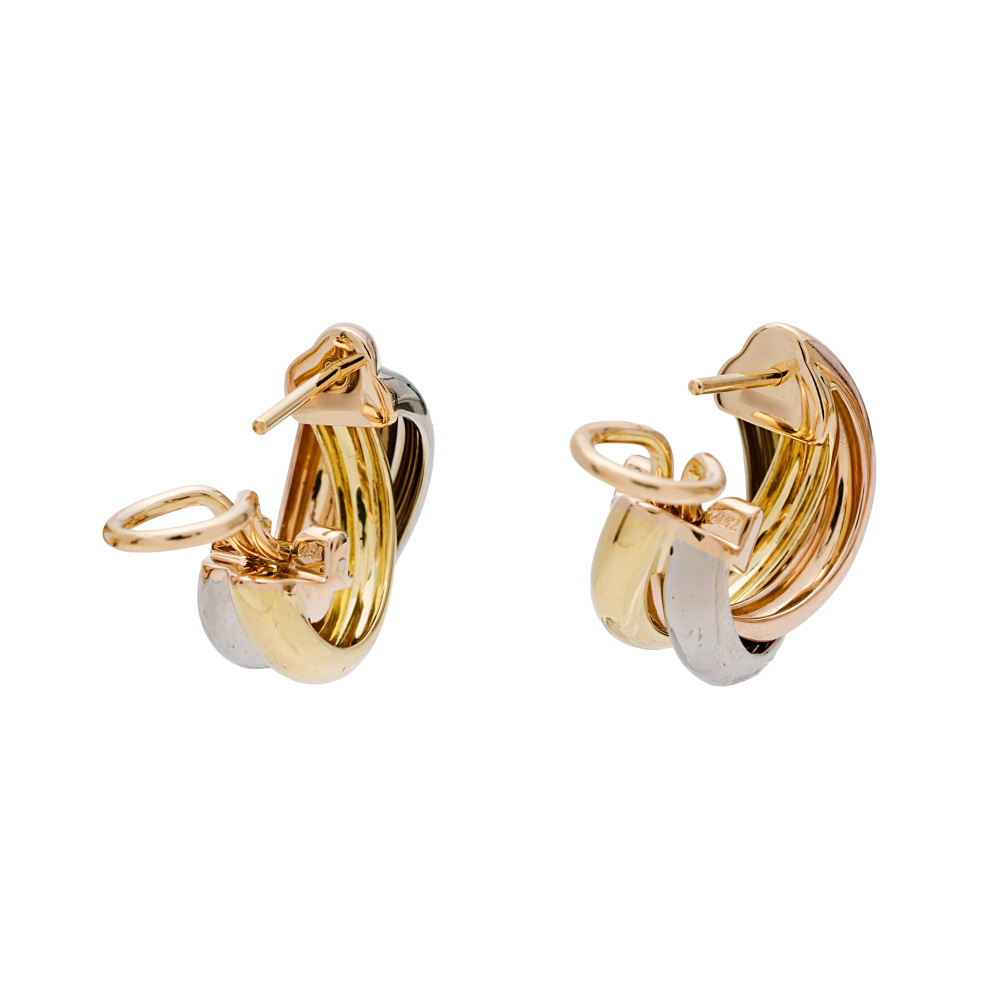 Cartier Trinity Classic Model Earrings Tri-Gold 80083231