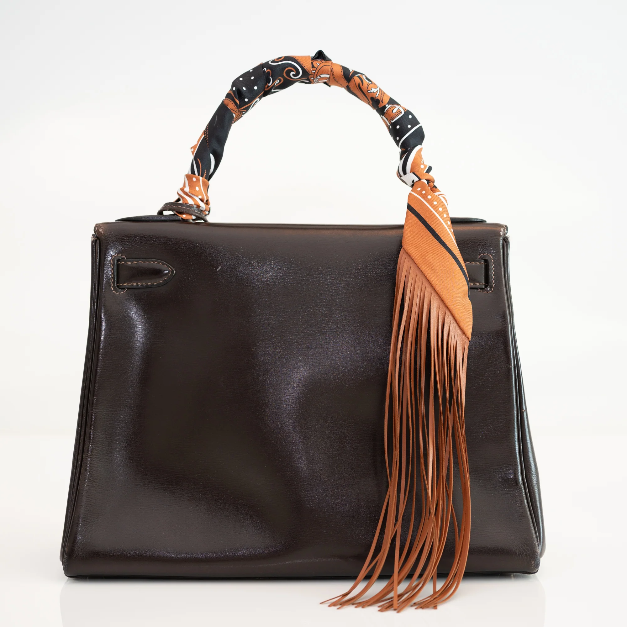 Hermès Vintage Kelly 28 Retourné Marron Foncé Box Calf Gold Hardware