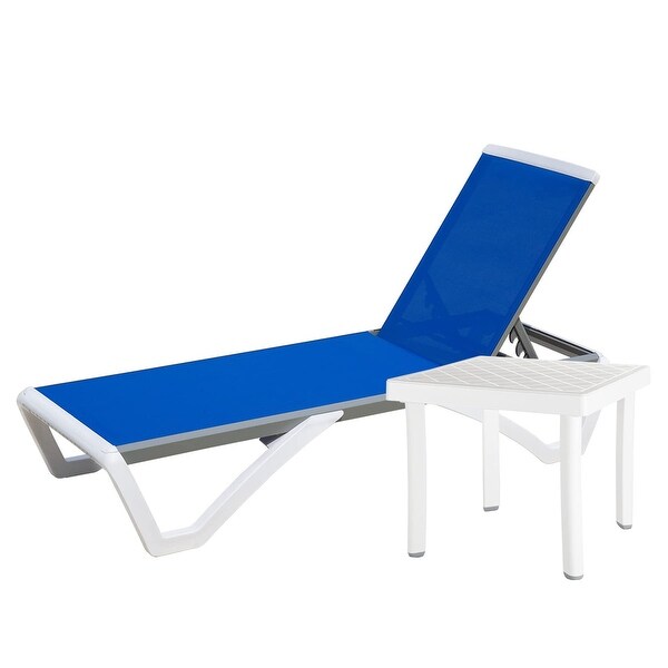 Domi Patio Chaise Lounge,AllWeather Adjustable Recliner with Wheels,Stackable