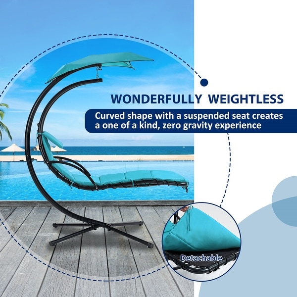 Hanging Chaise Lounger with Removable Canopy
