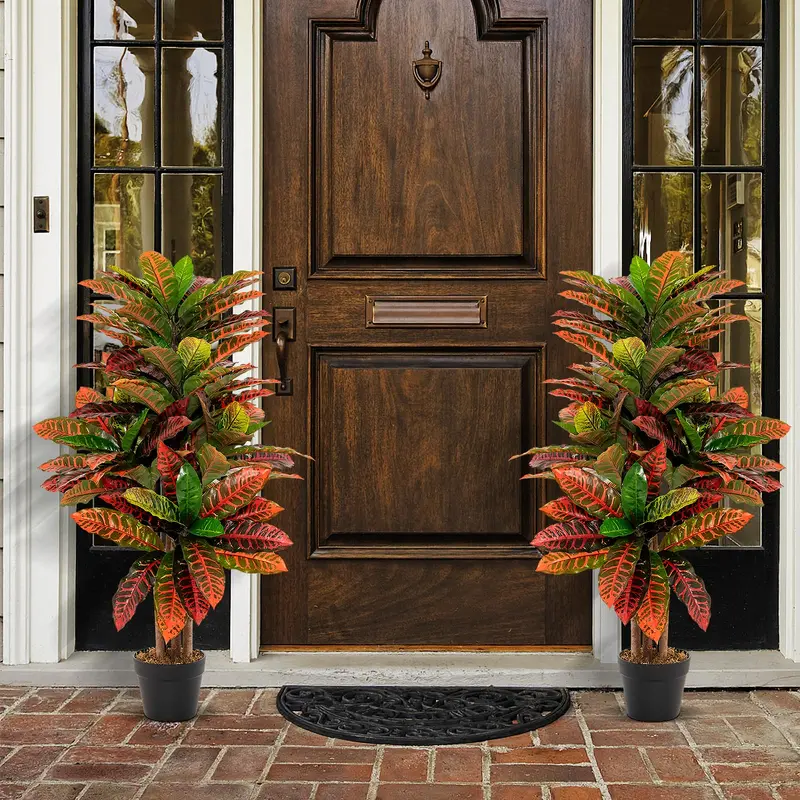 Tropical Artificial Croton Palm Tree – UV-Resistant Outdoor or Indoor Use