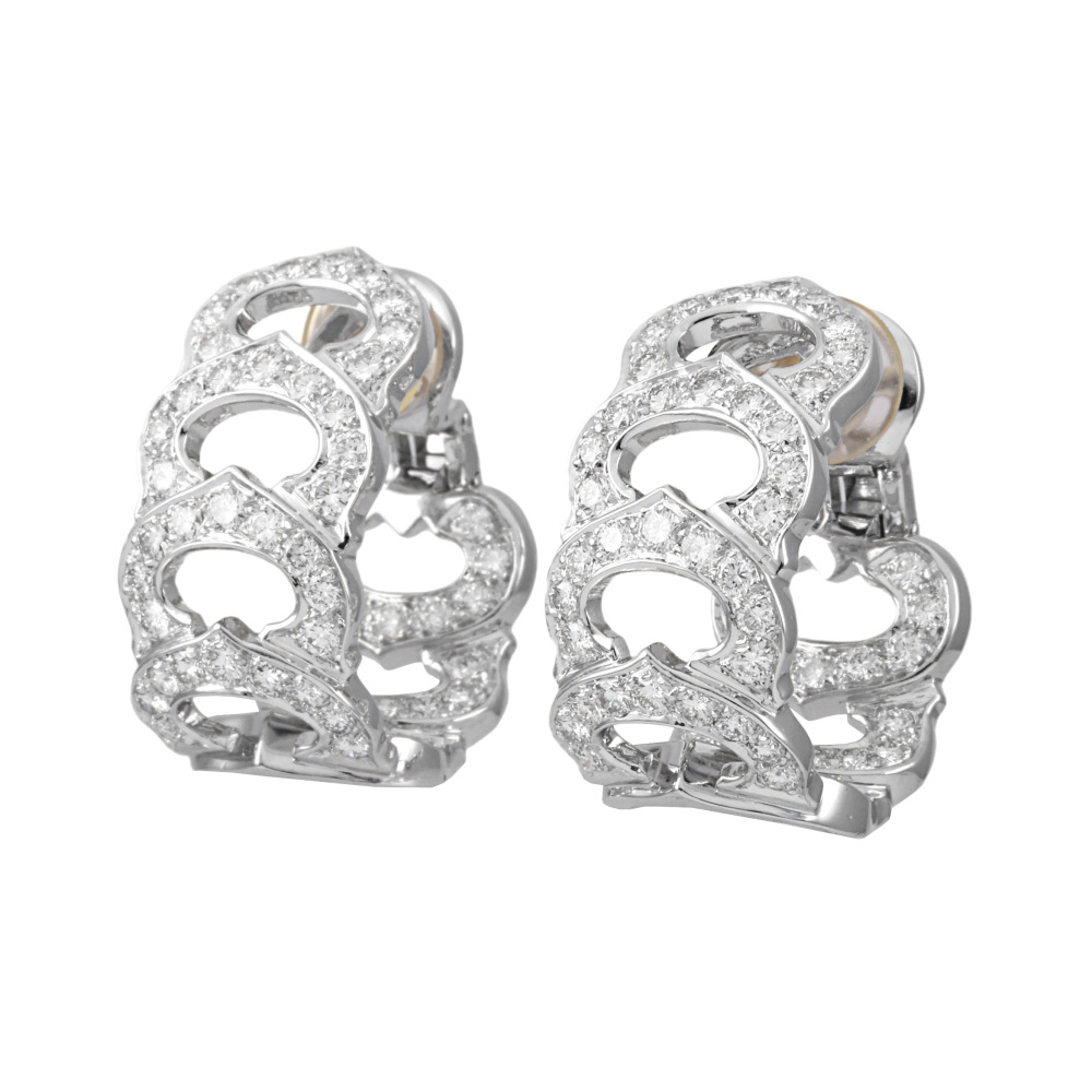Cartier C Do Earrings 18K White Gold Diamond