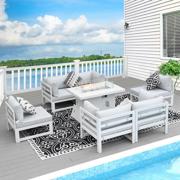 Nicesoul White Aluminum Modern Patio Furniture Sectional Sofa Set with Cushion