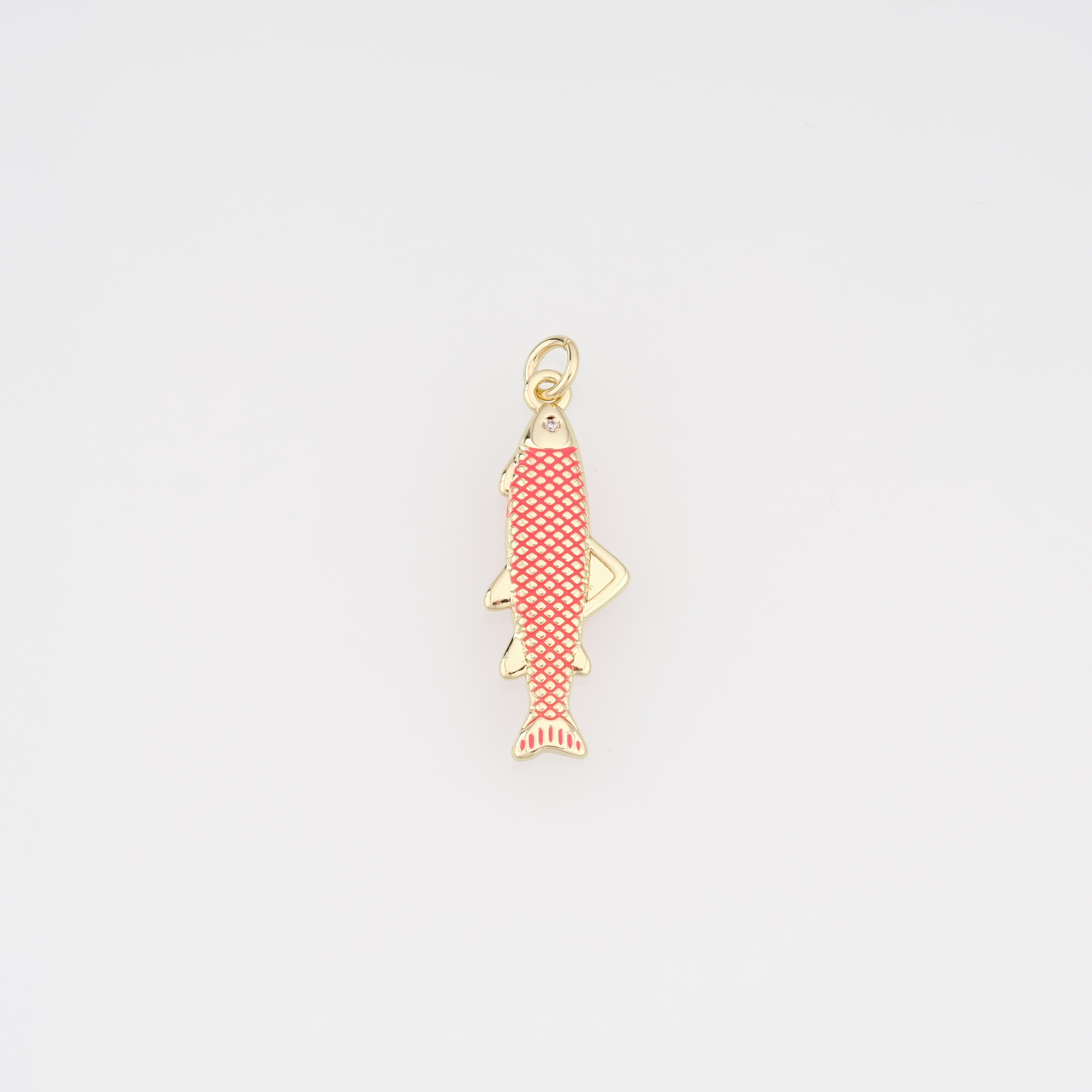 18K Gold Filled Fish Pendant,Enamel Ocean Fish Charm Earrings Necklace for DIY Jewelry Making Supply