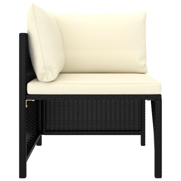 vidaXL 4 Piece Patio Sofa Set with Cushions Black Poly Rattan