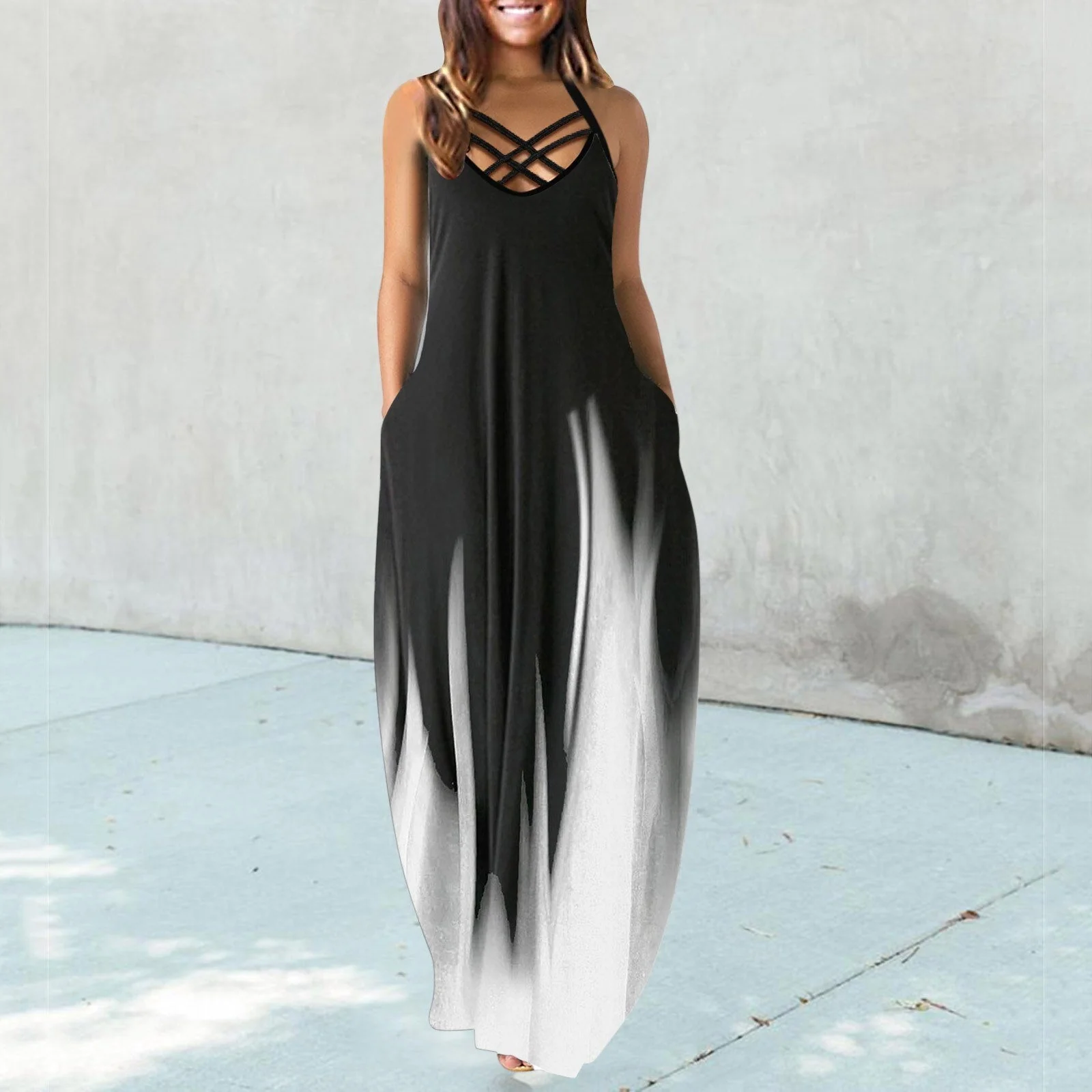 Elegant Ombre Print Maxi DressClistos