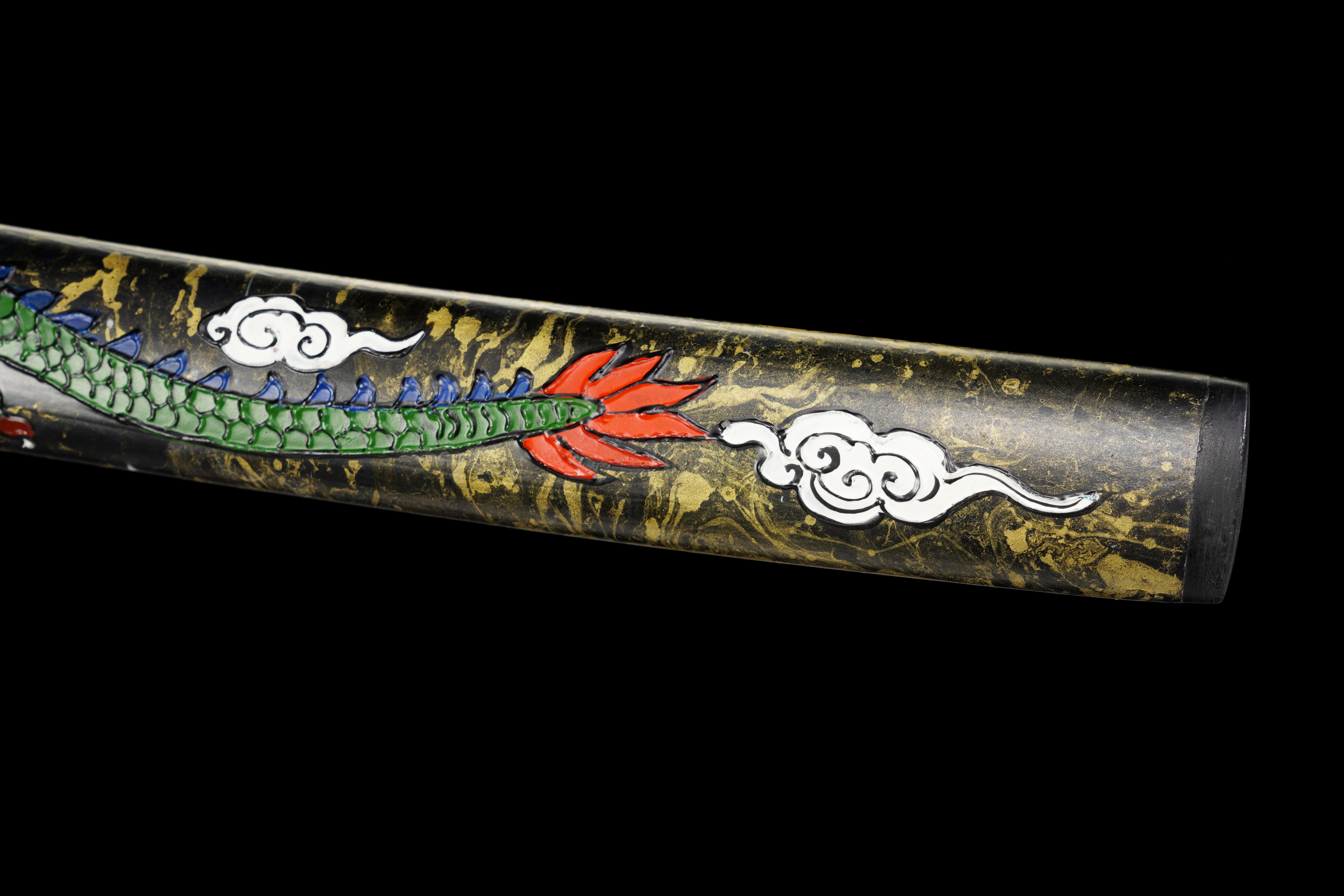 Handmade Japanese Katana Sanmai Steel Clay Tempered Dragon Tsuba Full Tang