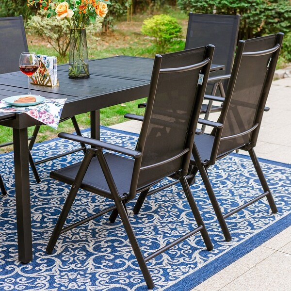 7/9Piece Patio Dining Set,1X Expandable Table,6/8 Folding Textilene Chairs