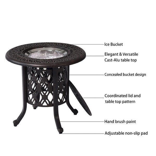 Bronze Cast Aluminum Food Grade 304 Stainless Steel Ice Bucket Pail Table Set