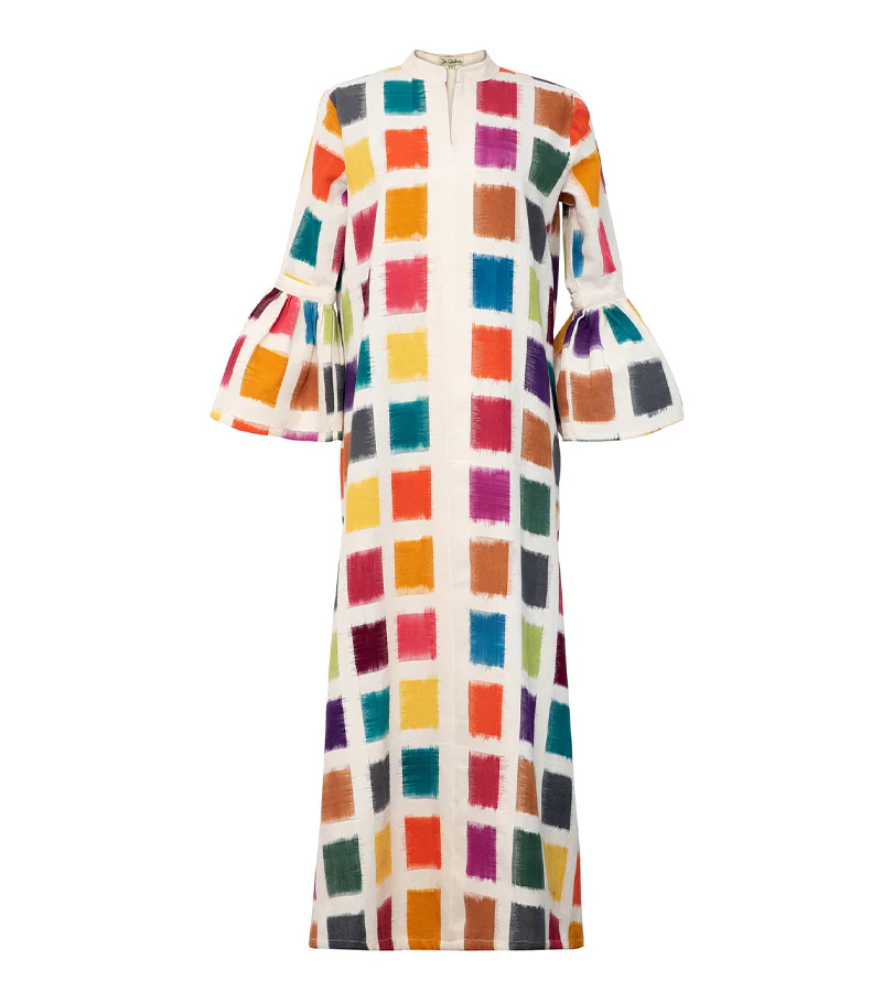 Elegant Plaid Bell Sleeve Maxi DressClistos