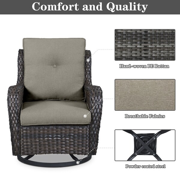 Patio Glider Chair Sofa with Fire Pit Table
