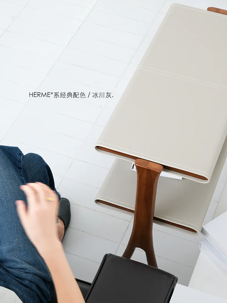 YA021 - Denmark Herringbone Side Table Central Island / Module Double-layer Storage Shelf Bookshelf Foyer Table Side Table