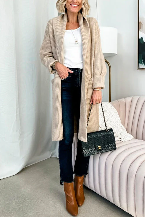 Ribbed Knit Midi CardiganClistos