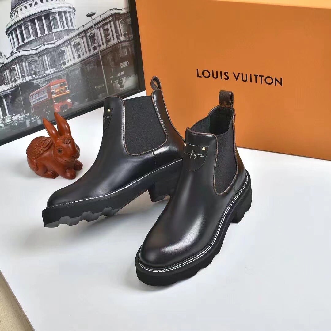 Louis Vuitton Beaubourg Ankle Boots Calf Leather Black