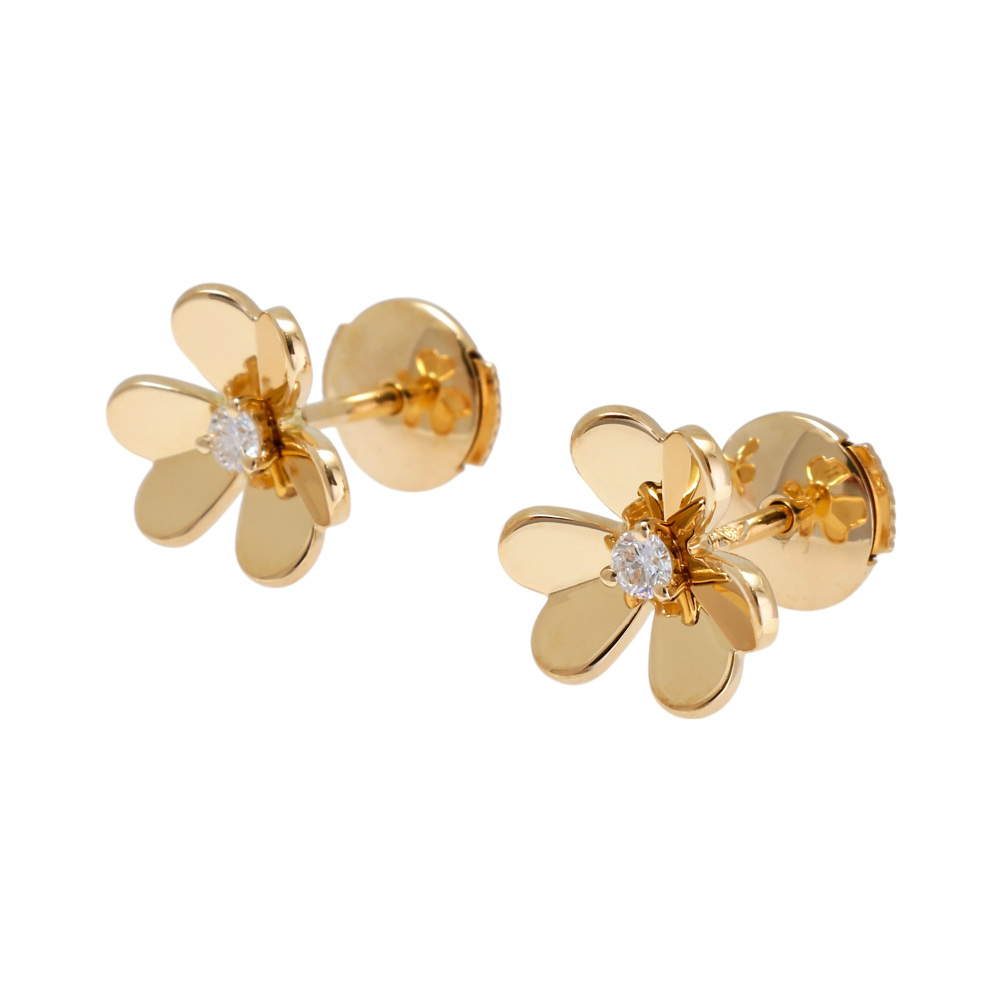 Van Cleef & Arpels Frivole Earrings 18K Yellow Gold Diamond VCARP0J300