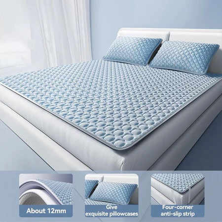 3IN1 Cooling Mat Summer Bedding Set Fitted Bedsheet Set With Pillowcase Latex Cooling Mat