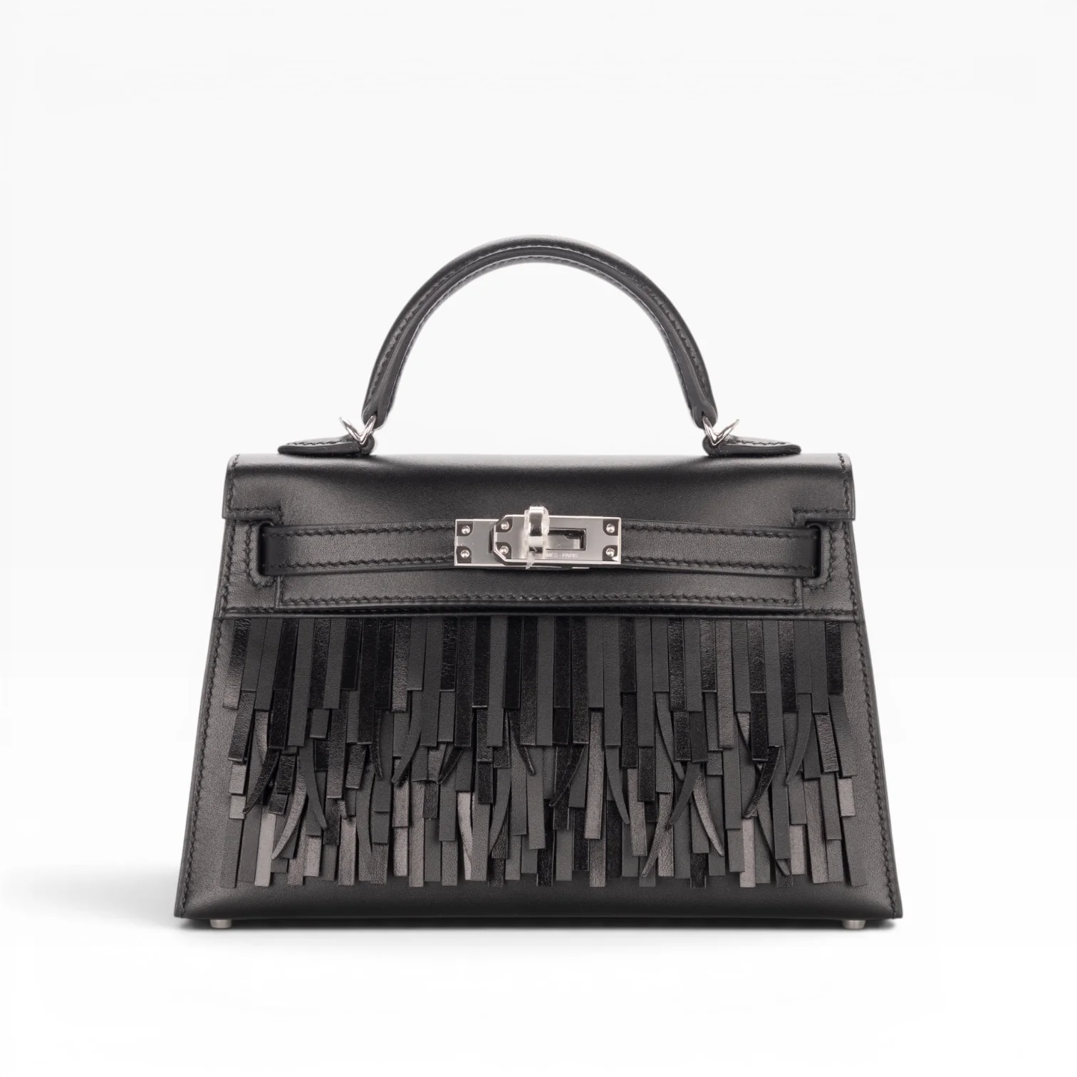 Hermès Mini Kelly II 20 Pampilles Sellier Noir Tadelakt & Sombrero Palladium Hardware