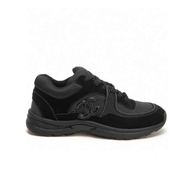 Chanel Suede Reflective Sneakers Black