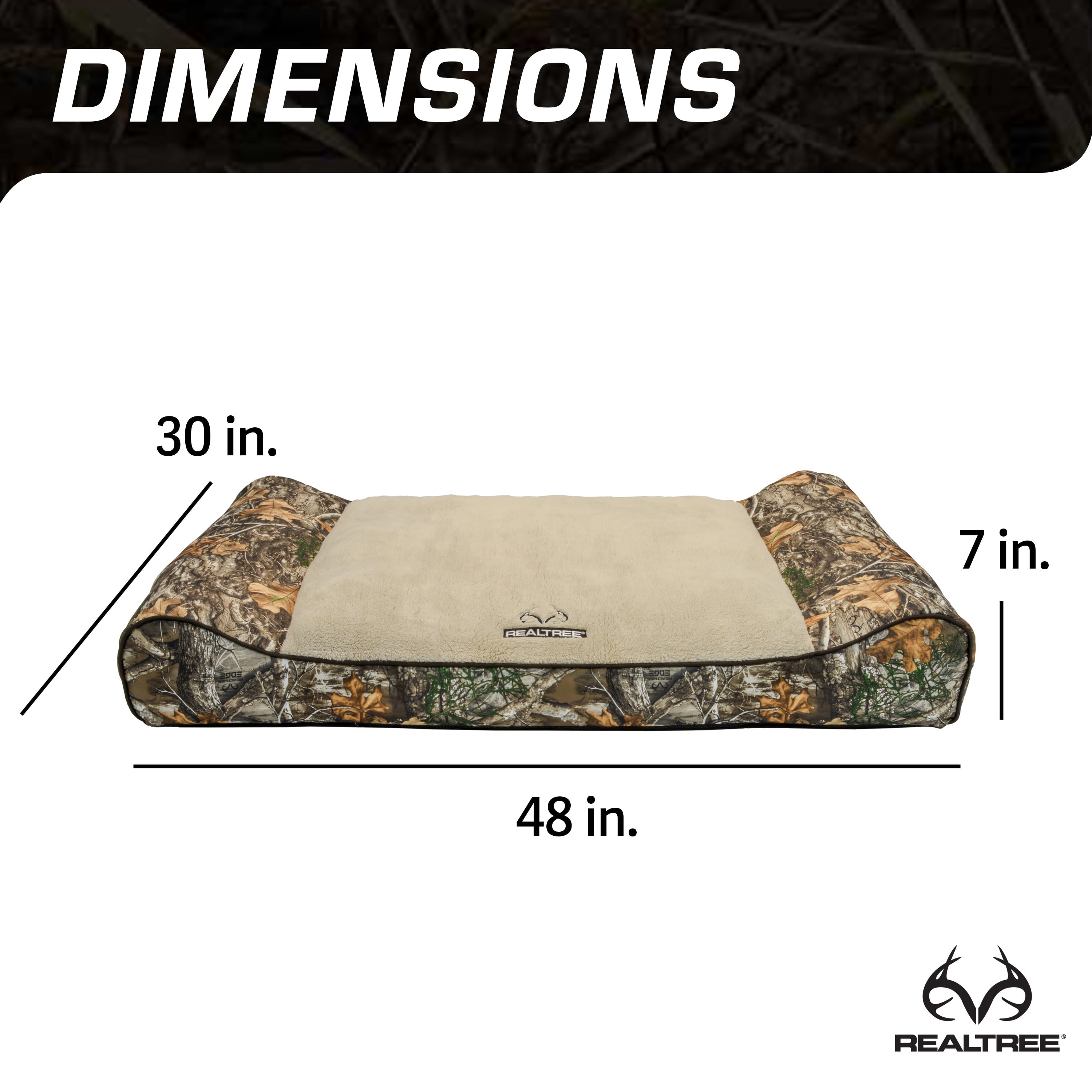 Realtree Edge Camo Bolster Pet Bed – Brown