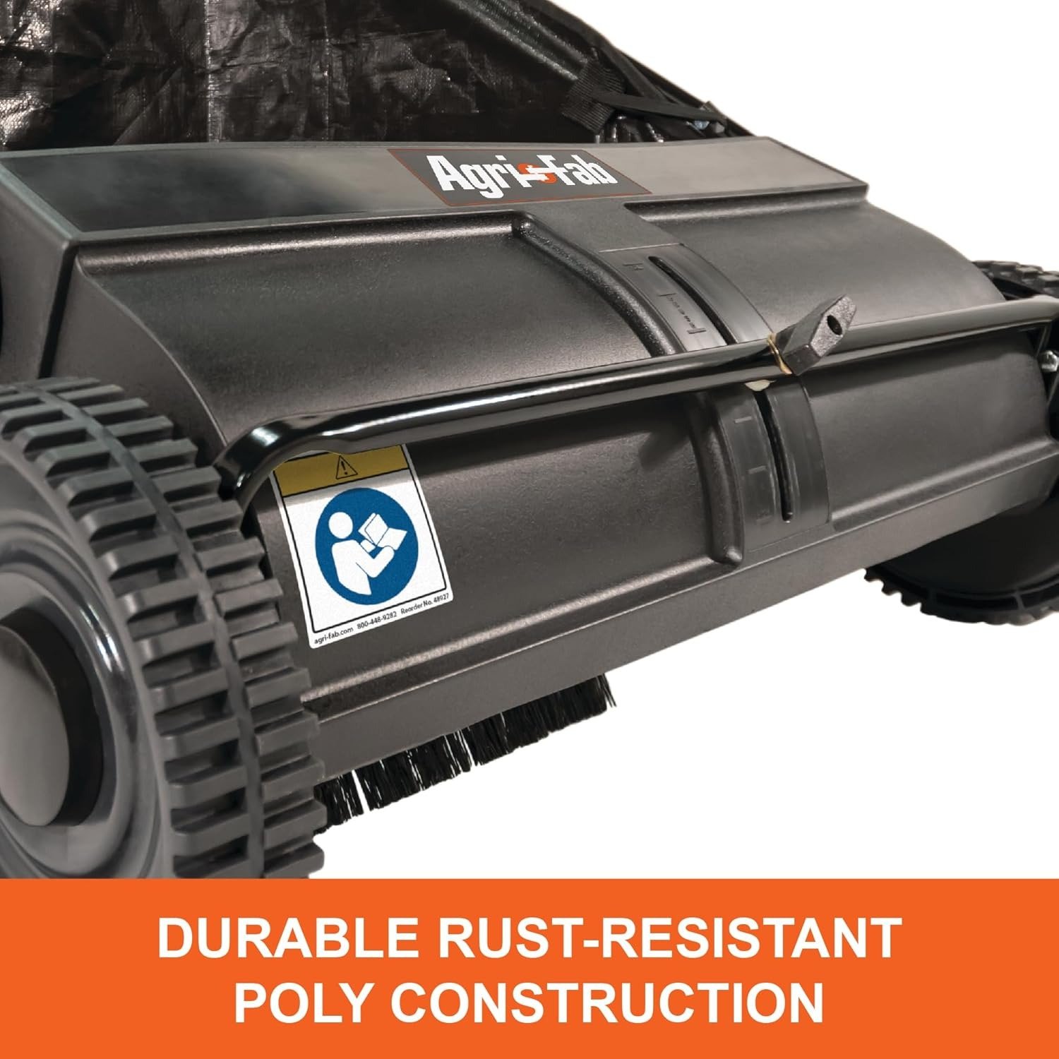 26′′ Push Behind Lawn Sweeper, 7 cu. ft Hopper Bag Capacity; Leaf & Grass Catcher, with Adjustable