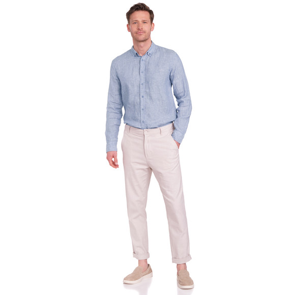 VanVaan Herren Leinen-Hemd mit Button-Down-Kragen